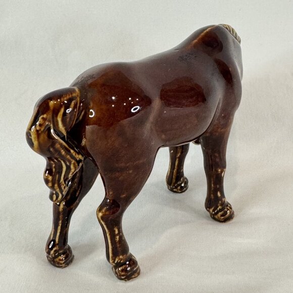 Vintage Rich Dark Brown Glazed Porcelain Horse Figurine - Picture 4 of 10